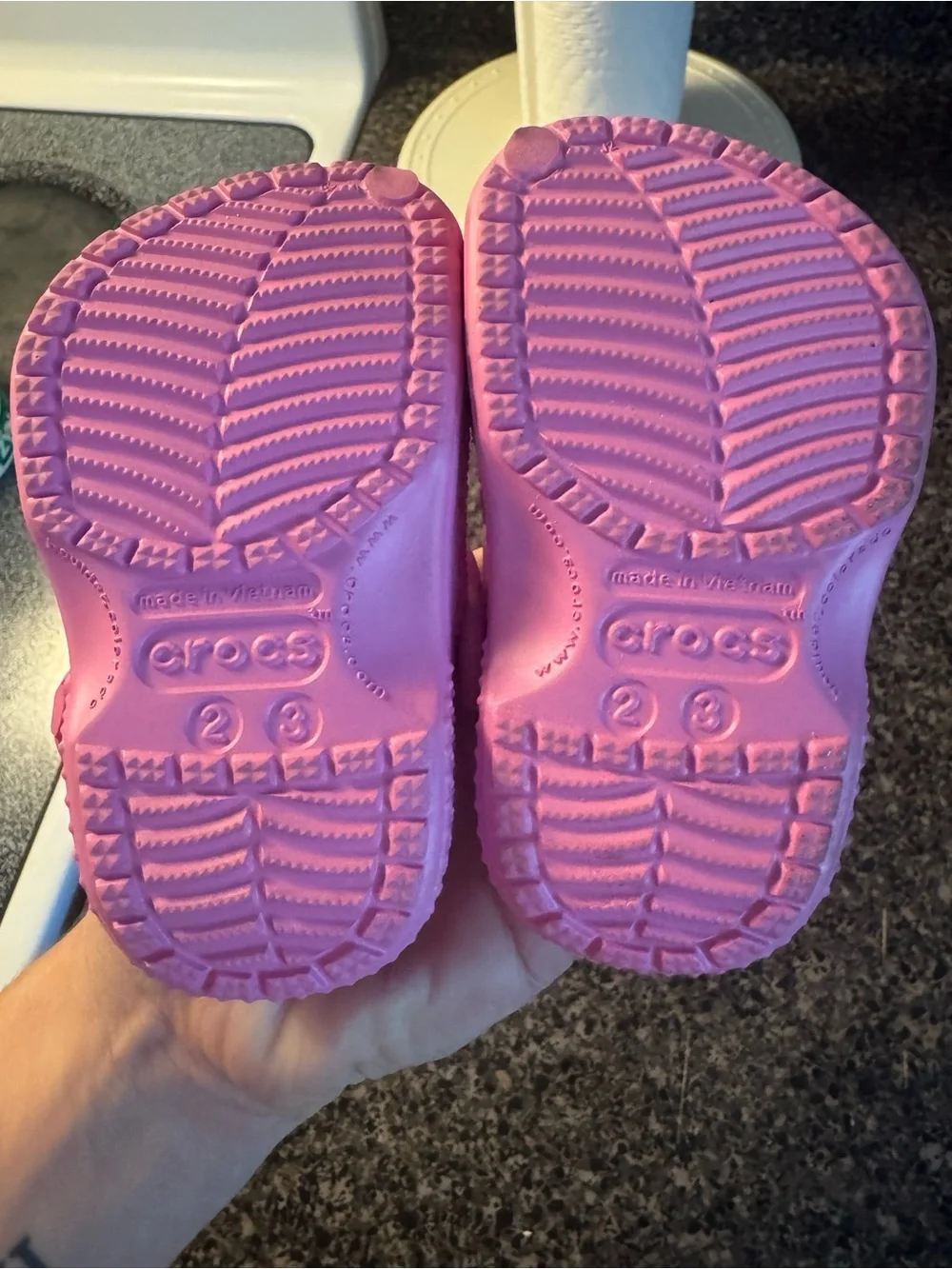 CROCS Baby Classic Clog - Bright Pink Size C2/C3 Worn a Handful Of Times